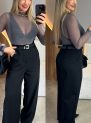 Body Tule Liso Cinza