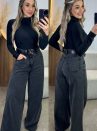 Calça Wide Leg Estonada