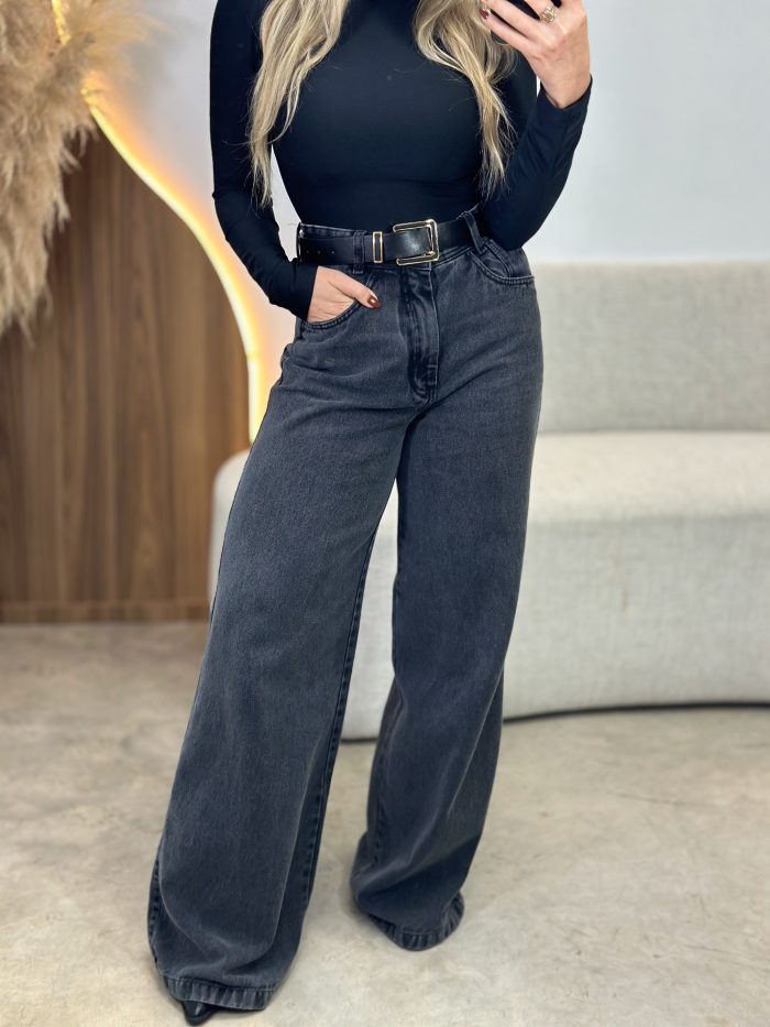 Calça Wide Leg Estonada