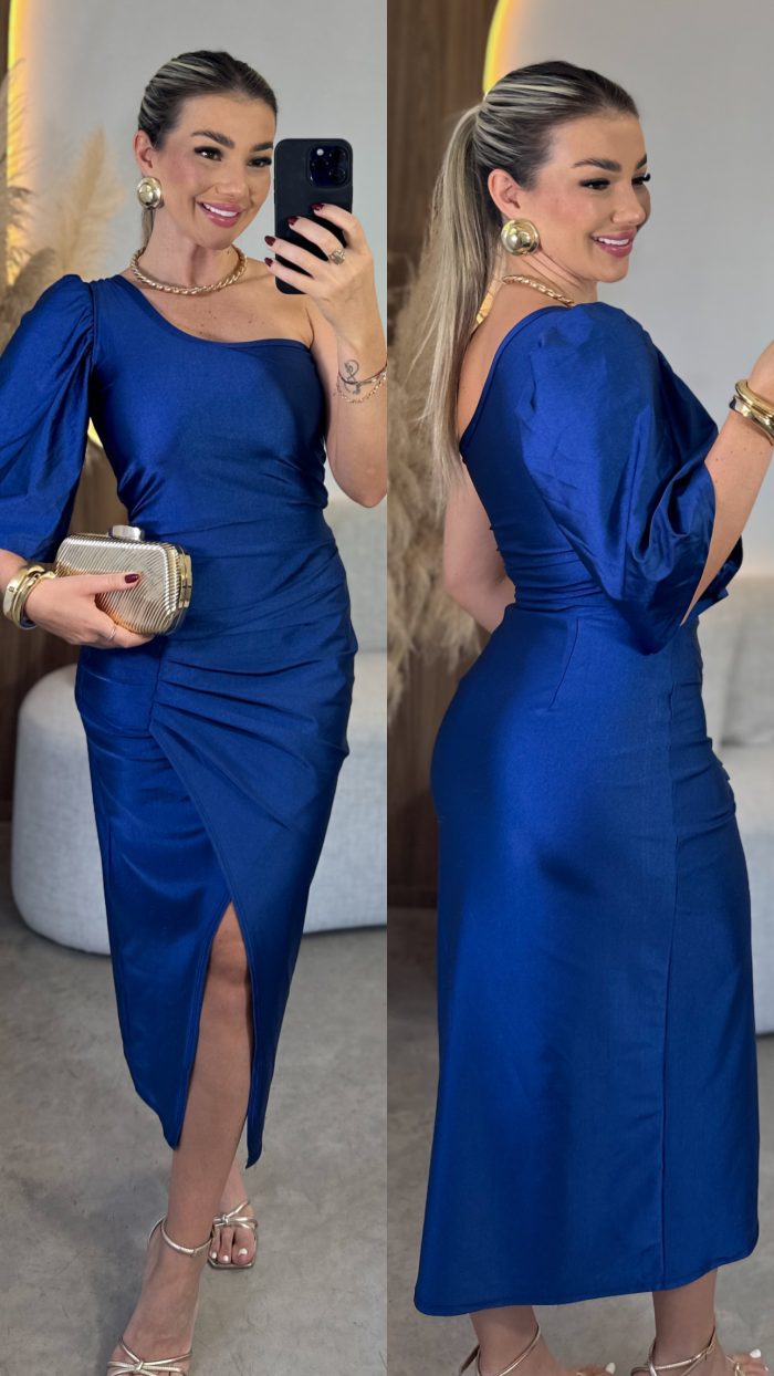 Saia Midi Cirre Azul